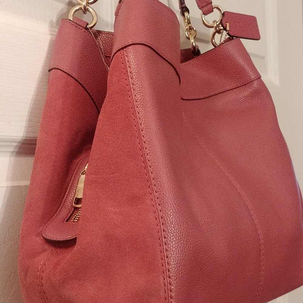 Coach Dalton 31 Leather Large Shoulder Satchel Bag Dust Pink - Picture 3 of 14